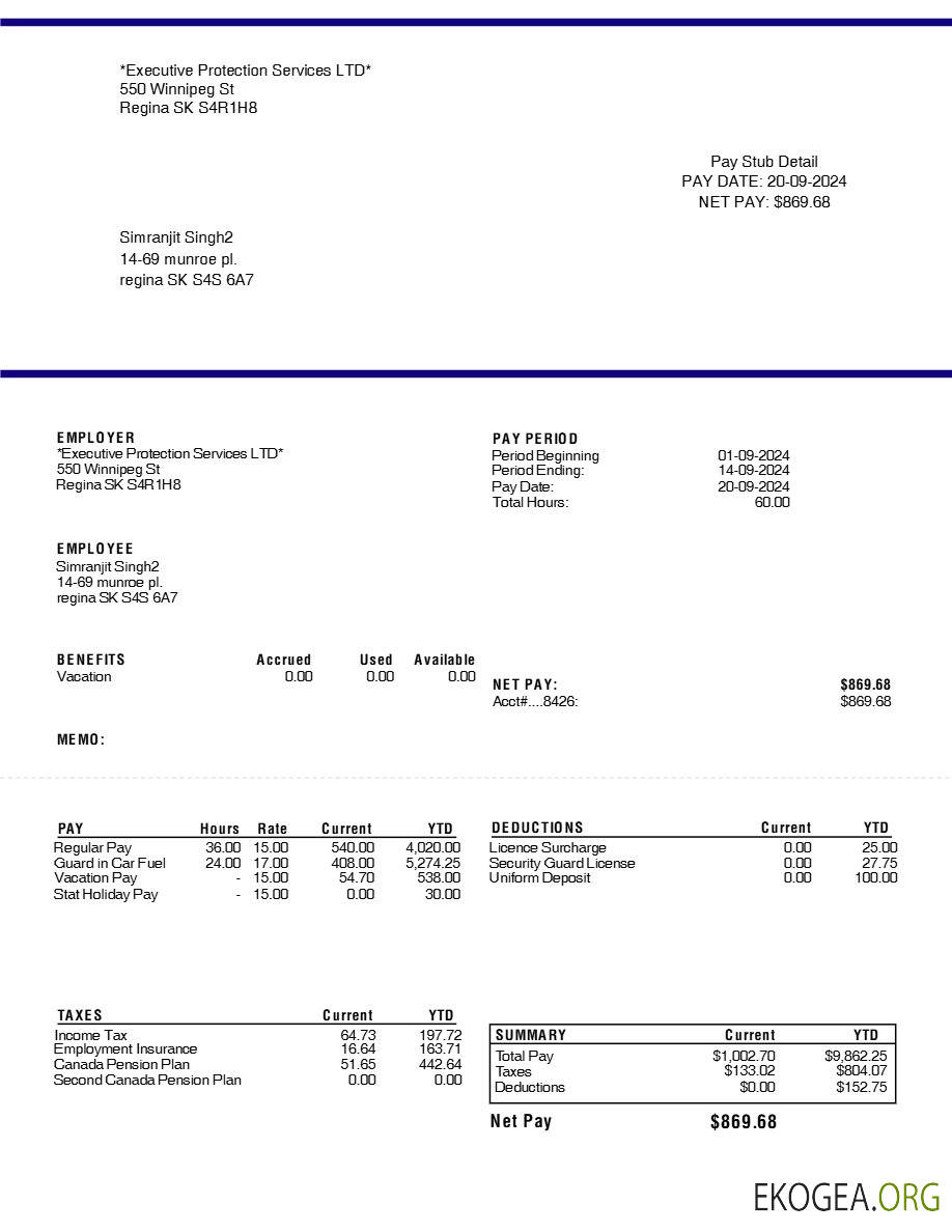 Modèle de bulletin de paie d'Executive Protection Services LTD aux formats Word et PDF.pdf, 1